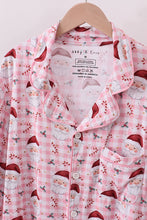 Load image into Gallery viewer, Pink santa claus bamboo mom pajamas set
