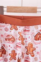 Load image into Gallery viewer, Brown gingerbread house bamboo pajmas romper
