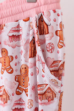 Load image into Gallery viewer, Pink gingerbread house bamboo mom pajmas pants
