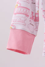 Load image into Gallery viewer, Pink train bamboo pajamas set