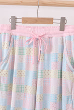 Load image into Gallery viewer, Pink floral checkered bamboo mom pajamas pants