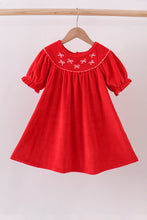 Load image into Gallery viewer, Red bow embroidery velvet dress