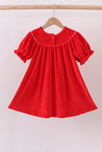 Load image into Gallery viewer, Red bow embroidery velvet dress