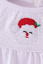 Load image into Gallery viewer, White santa claus smocked bloomer set