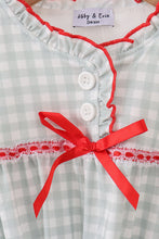 Load image into Gallery viewer, Sage ribbon bow gingham gown