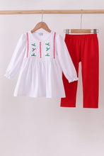 Load image into Gallery viewer, White holly embroidery pants set