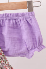 Load image into Gallery viewer, Purple floral ruffle bloomer set