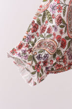 Load image into Gallery viewer, Purple floral ruffle bloomer set