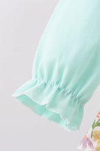 Load image into Gallery viewer, Blue bow floral applique ruffle bubble