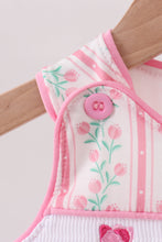 Load image into Gallery viewer, Floral tulip smocked ruffle romper
