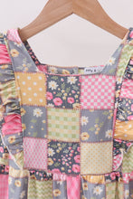 Load image into Gallery viewer, Yellow floral checkered ruffle jumpsuit