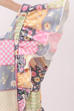 Load image into Gallery viewer, Yellow floral checkered ruffle jumpsuit