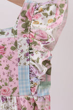 Load image into Gallery viewer, Purple floral checkered ruffle jumpsuit