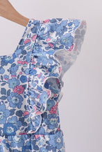Load image into Gallery viewer, Blue floral ruffle jumpsuit