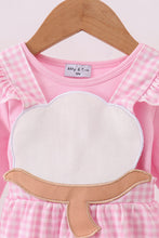 Load image into Gallery viewer, Pink cotton applique gingham 2pc set