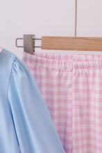 Load image into Gallery viewer, Blue puppy embroidery ruffle pants set