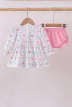 Load image into Gallery viewer, Multicolored heart smocked bloomer set
