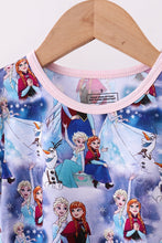 Load image into Gallery viewer, Blue frozen print bamboo shorts set