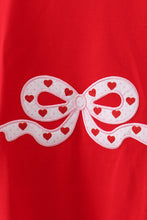 Load image into Gallery viewer, Red bow applique mom&me top
