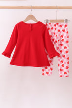 Load image into Gallery viewer, Red heart french knot ruffle pants set