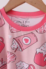Load image into Gallery viewer, Pink heart print bamboo pajama pants set