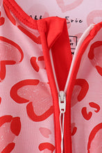 Load image into Gallery viewer, Red heart print bamboo zipper romper