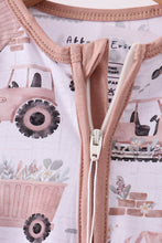 Load image into Gallery viewer, Khaki crane bamboo pajama zipper romper