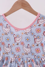 Load image into Gallery viewer, Blue chicken floral print pajama jumpsuit