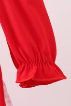 Load image into Gallery viewer, Red heart bow applique ruffle bubble