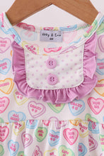 Load image into Gallery viewer, Purple heart print ruffle bubble