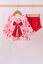 Load image into Gallery viewer, Red heart bow print bloomer set