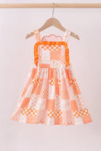 Load image into Gallery viewer, Orange Tennessee applique patchwork ruffle dress