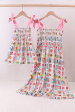 Load image into Gallery viewer, Pink enjoy beach smocked mom&me dress