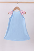 Load image into Gallery viewer, Blue character plane applique ruffle dress