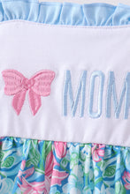 Load image into Gallery viewer, Blue I love MOMMY embroidery ruffle shorts set