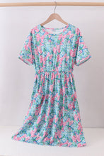 Load image into Gallery viewer, Blue I love MOMMY embroidery women dress