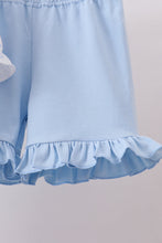 Load image into Gallery viewer, Blue starfish shell ruffle shorts set