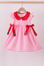 Load image into Gallery viewer, Pink strawberry swiss dot dress