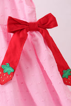 Load image into Gallery viewer, Pink strawberry swiss dot dress