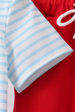 Load image into Gallery viewer, Blue stripe sports Trio applique pants set