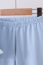 Load image into Gallery viewer, Blue bow floral smocked ruffle pants set