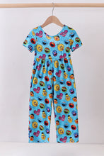Load image into Gallery viewer, Blue character print bamboo jumpsuit