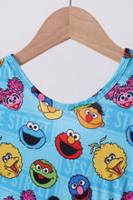 Load image into Gallery viewer, Blue character print bamboo jumpsuit