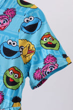 Load image into Gallery viewer, Blue character print bamboo jumpsuit