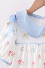 Load image into Gallery viewer, Blue floral bow pants set