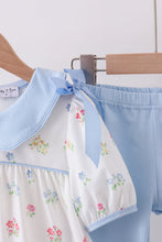 Load image into Gallery viewer, Blue floral bow pants set