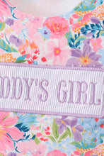 Load image into Gallery viewer, Purple floral daddy's girl smocked ruffle bloomer set