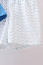 Load image into Gallery viewer, Blue mama's boy embroidery shorts set