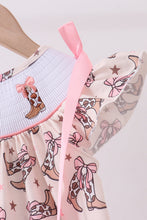 Load image into Gallery viewer, Western cowboy boots smocked dress
