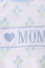 Load image into Gallery viewer, Blue I love MOM embroidery hydrangea rashgaurd